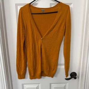 Charlotte Russe Mustard Button-Up V-Neck Cardigan